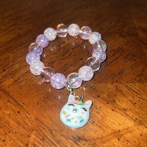 Pink Beaded Bracelet with Unicorn Charm